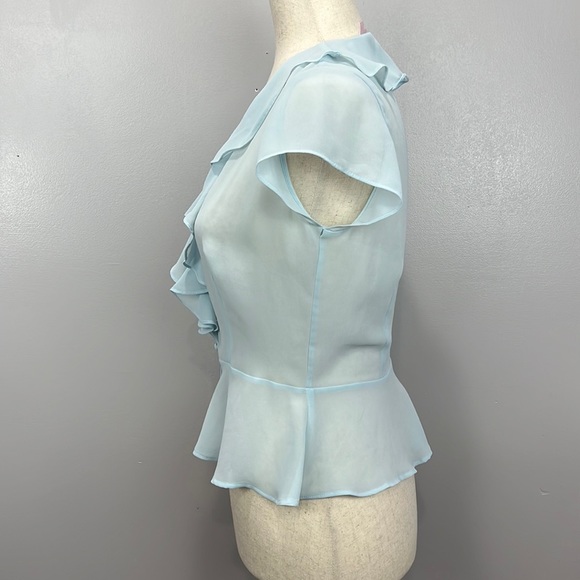 VTG VS Light Blue Sheer Peplum Ruffled Top - Picture 3 of 6